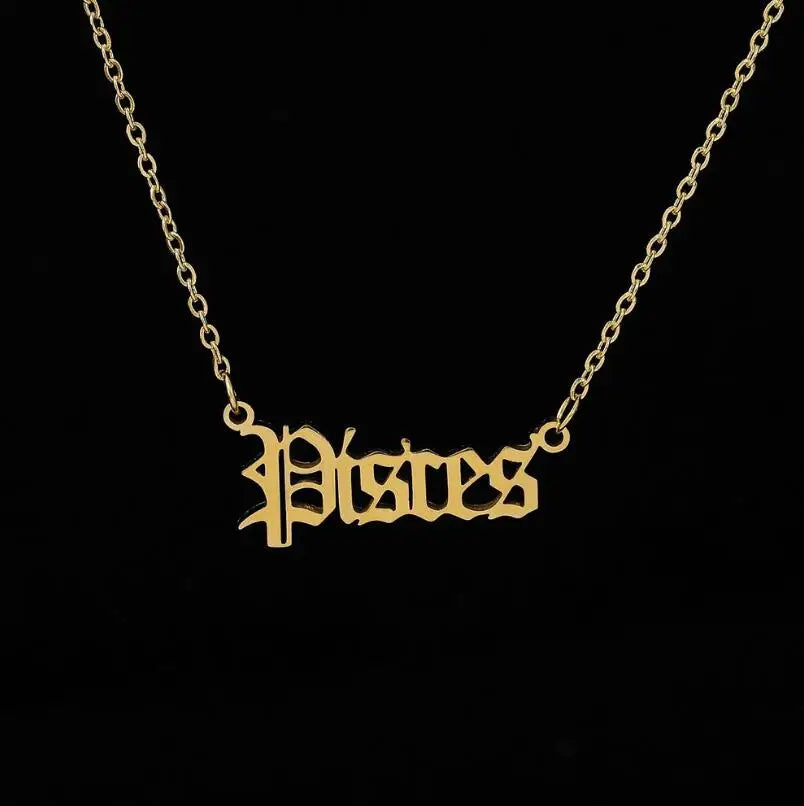 Stainless Steel 12 Zodiac Constellation Necklaces Letter
