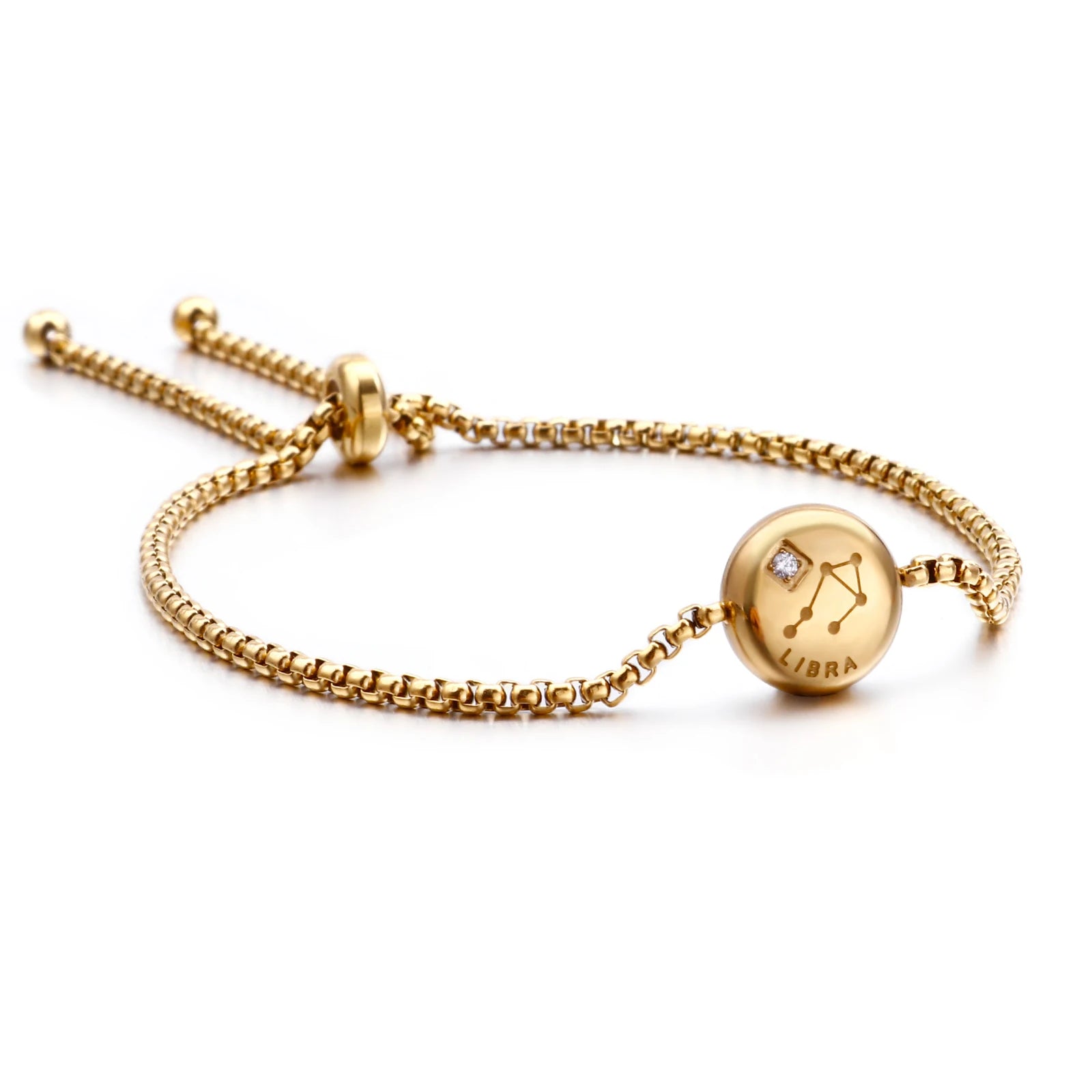 New Charm Gold Color Rhinestone 12 Constellation Adjustable Bracelet Shiny Micro Pave Zircon Zodiac Jewelry Christmas Gift