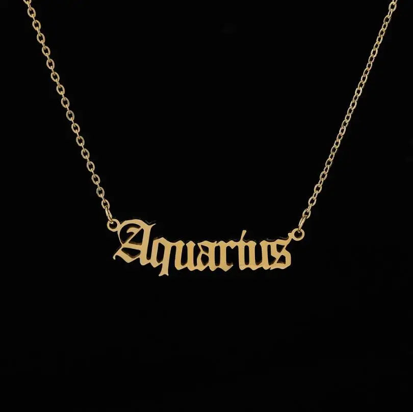 Stainless Steel 12 Zodiac Constellation Necklaces Letter