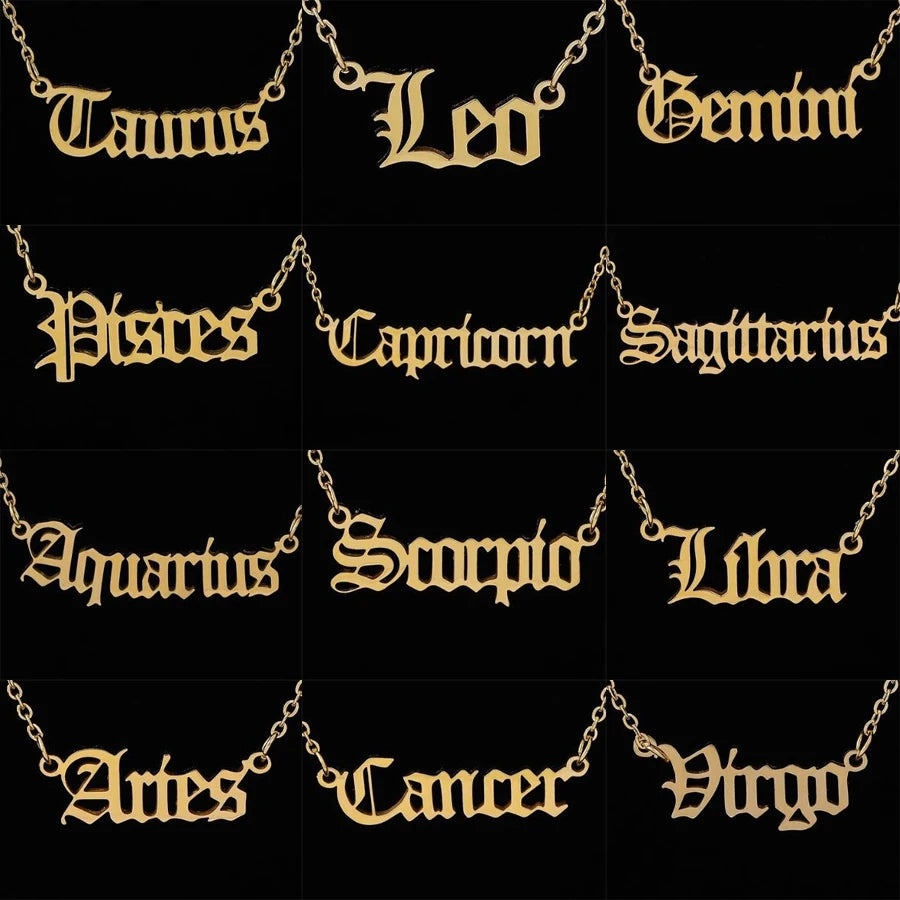 Stainless Steel 12 Zodiac Constellation Necklaces Letter