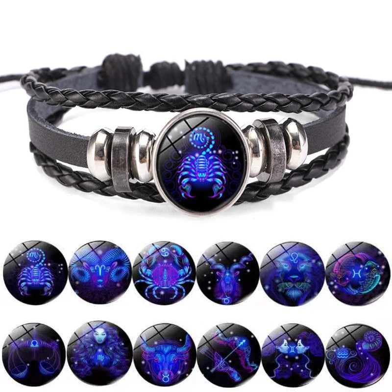 12 Constellation Zodiac Sign Charm Luminous Bracelets